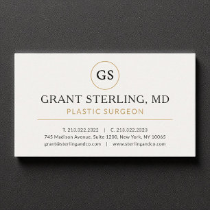Plastic Surgeon Doctor White Gold Luxury Business Card