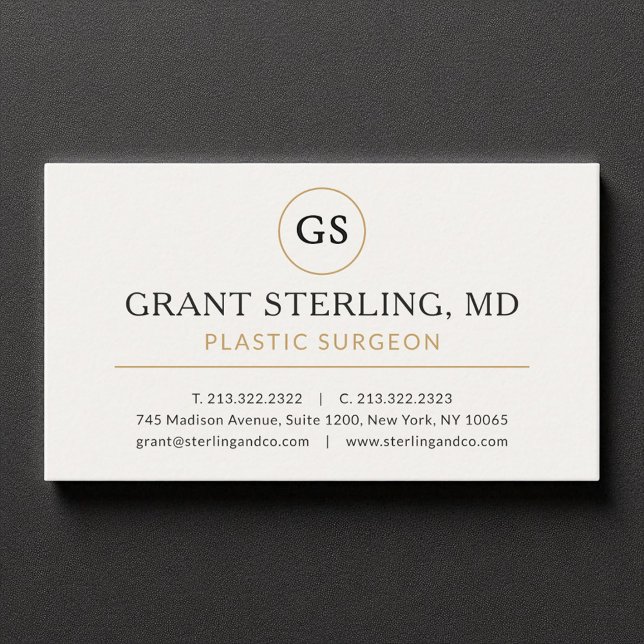 Plastic Surgeon Doctor White Gold Luxury Business Card (Creator Uploaded)