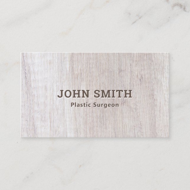Plastic Surgeon Elegant Light Wood Texture Business Card (Front)