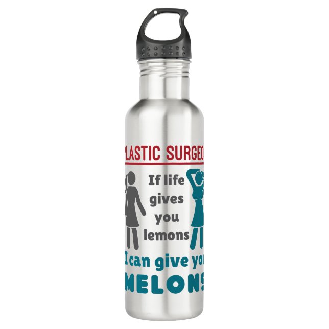 Plastic Surgeon If Life Gives You Lemons Melons 710 Ml Water Bottle (Front)