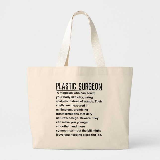 Plastic Surgeon Large Tote Bag (Front)