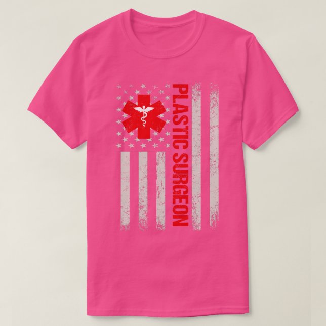 Plastic Surgeon Patriotic American Flag T-Shirt (Design Front)
