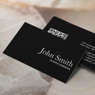 Plastic Surgeon Plain Black QR Code Business Card