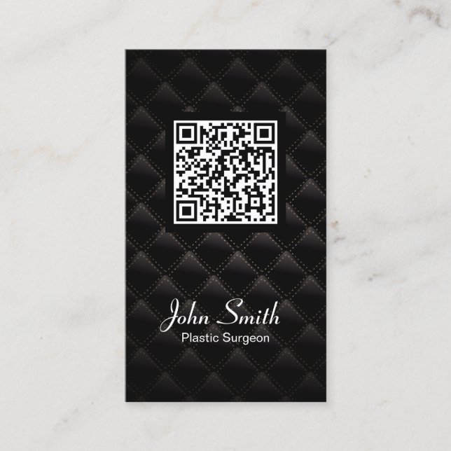 Plastic Surgeon Professional Black QR Code Business Card (Front)