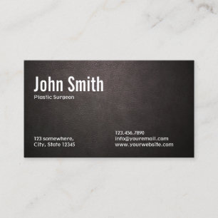 Plastic Surgeon Professional Dark Leather Business Card