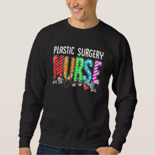 Plastic Surgery Nurse Plaid Red Love Heart Stethos Sweatshirt