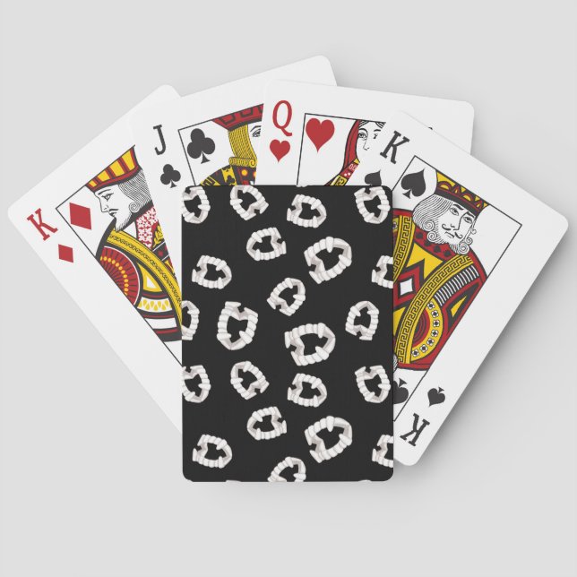 Plastic Vampire Teeth - Black Playing Cards (Back)