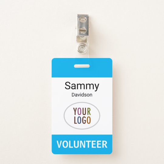 Plastic Volunteer Name Badge with Clip Custom Logo ID Badge | Zazzle.co.uk