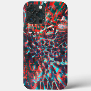 Plastic with destroyed image, wine to cyan stains iPhone 13 pro max case