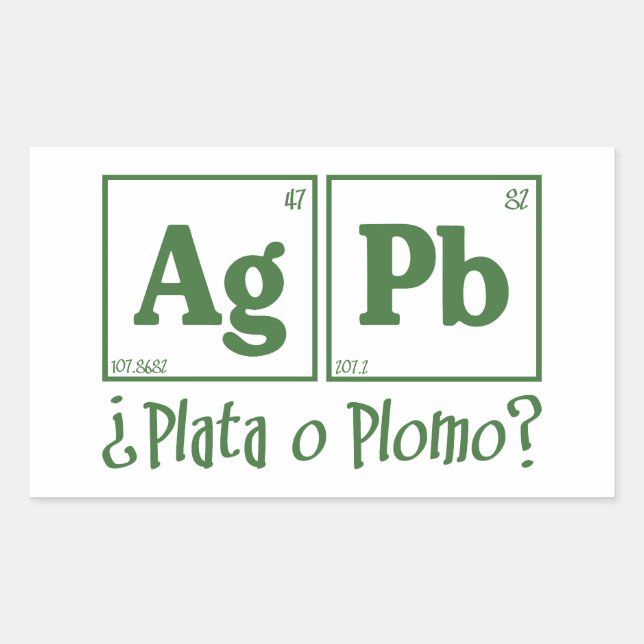 Plata o plomo rectangular sticker (Front)