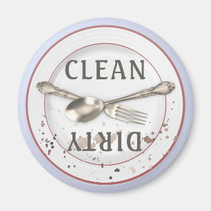 Plate and Silverware Clean Dirty Dishwasher Magnet