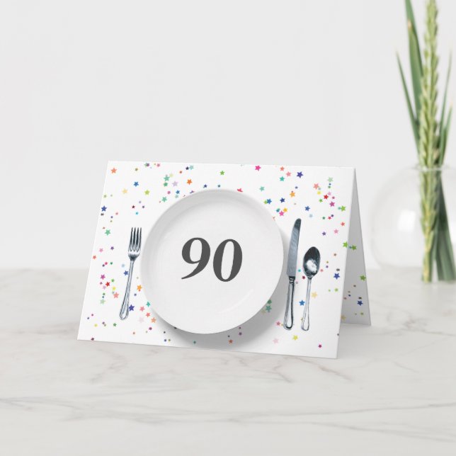 Plate and Silverware for 90th Birthday Card (Front)
