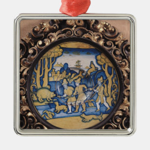 Plate decorated with a hunting scene metal tree decoration