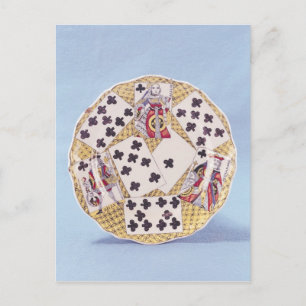 Plate decorated with a trompe l'oeil postcard