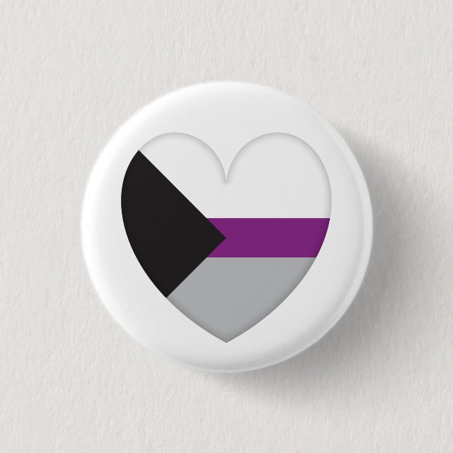 Plate Demisexual Flag Heart - Love is Love 3 Cm Round Badge (Front)