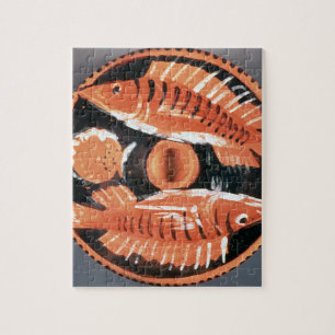 Plate depicting two fish, 350 BC (ceramic) Jigsaw Puzzle
