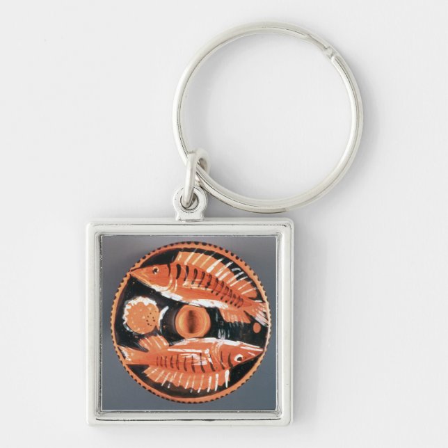 Plate depicting two fish, 350 BC (ceramic) Key Ring (Front)