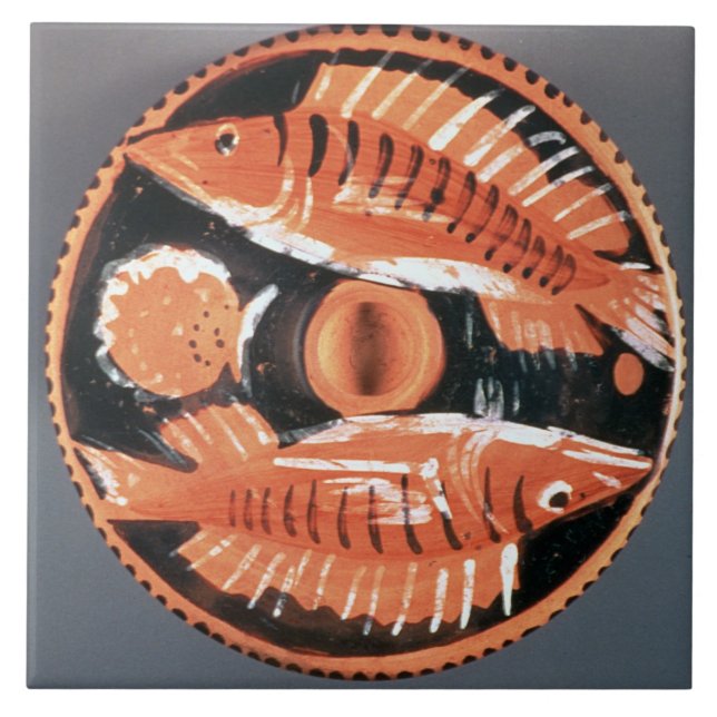 Plate depicting two fish, 350 BC (ceramic) Tile (Front)