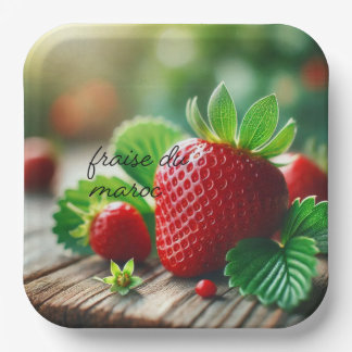 Plate, dish, trim, fraise paper plate