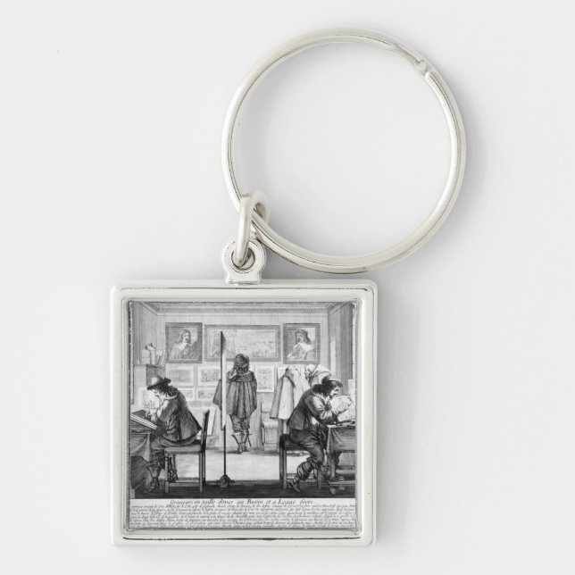 Plate engravers working with gallery key ring (Front)