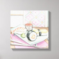 Plate of Assorted Sushi with Chopsticks
