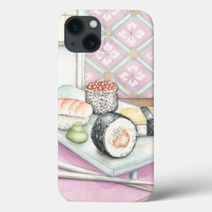 Plate of Assorted Sushi with Chopsticks iPhone 13 Case