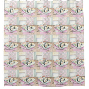 Plate of Assorted Sushi with Chopsticks Shower Curtain