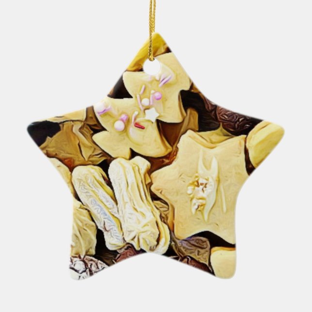 Plate of Cookies Personalised Christmas Ceramic Tree Decoration (Front)