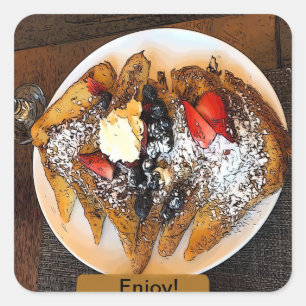 Plate of French Toast with Fruit Art Square Sticker