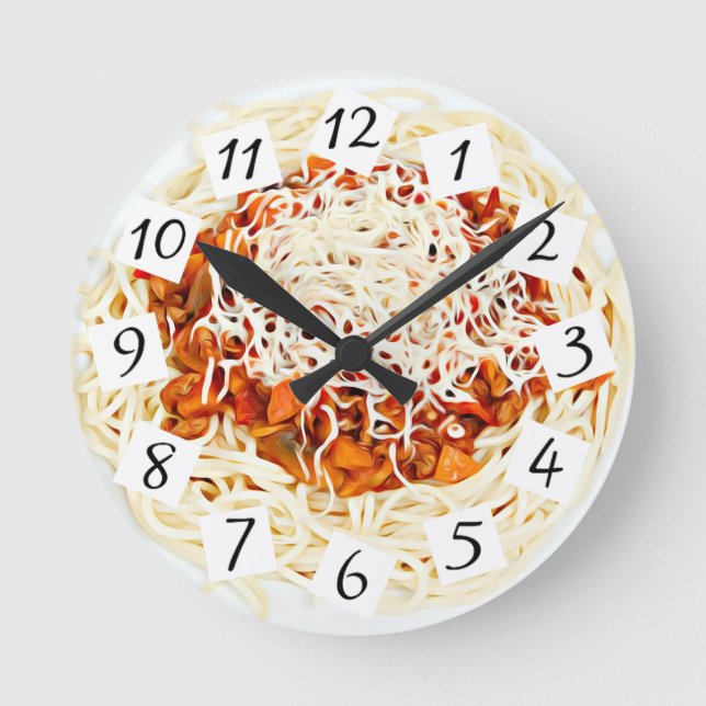 Plate of Spaghetti  Cafe, Kitchen, Restaurant Round Clock (Front)
