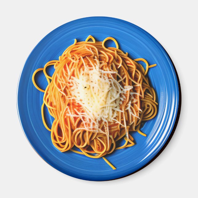 Plate of Spaghetti with Parmesan Cheese Magnet (Front)