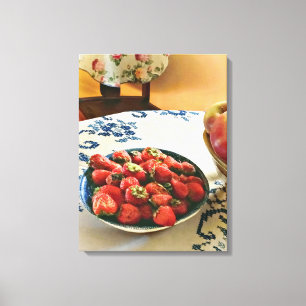 Plate Of Strawberries Canvas Print