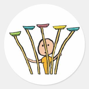 Plate Spinning Classic Round Sticker