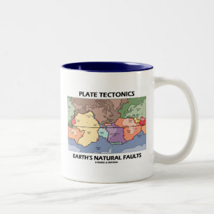 Plate Tectonics Earth's Natural Faults (World Map) Two-Tone Coffee Mug