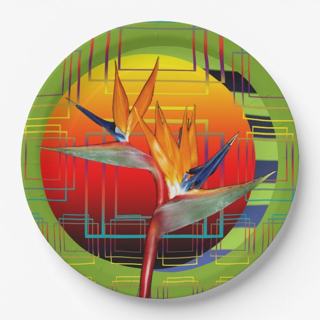 Plate Tropical Garden Party Bird of Paradise Plant (Front)
