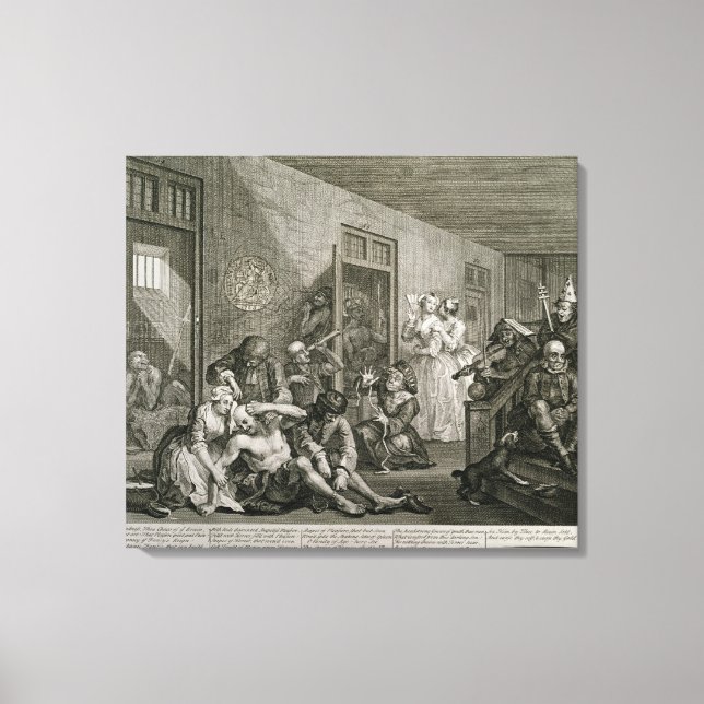 Plate VIII from A Rake's Progress, 1735 Canvas Print (Front)