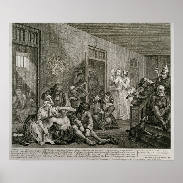 Plate VIII from A Rake's Progress, 1735 Poster (Front)