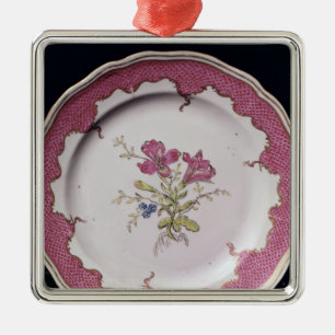 Plate with botanical design metal tree decoration