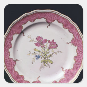 Plate with botanical design square sticker