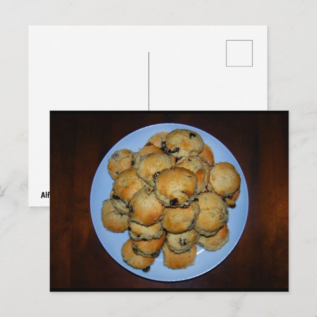 Plated Fruit Scones on Wood Postcard (Front/Back)