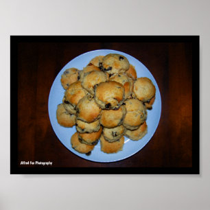 Plated Fruit Scones on Wood Poster