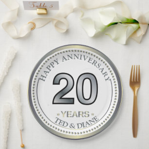 Platinum 20th Anniversary Paper Plate