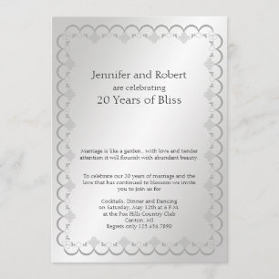 Platinum 20th Wedding Anniversary Invitation