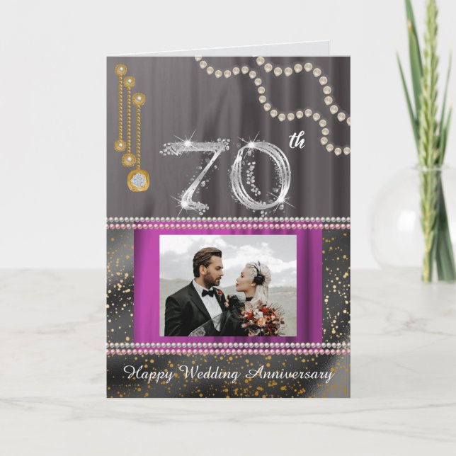 Platinum 70th Anniversary Pearls & Gemstone Card (Front)