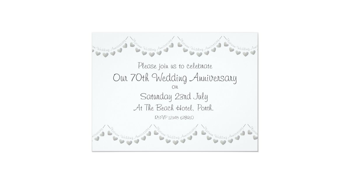 Platinum 70th Wedding Anniversary Invitation | Zazzle.co.uk