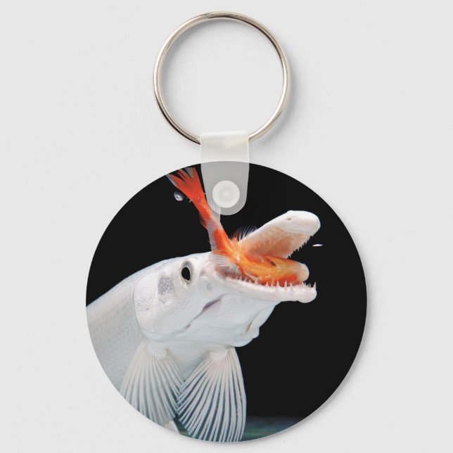 Platinum Alligator Gar Pike Key Ring (Front)