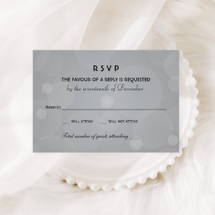 Platinum and Black Bokeh Wedding RSVP Card