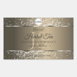 Platinum Beige Logo Initials Glitter Product Label