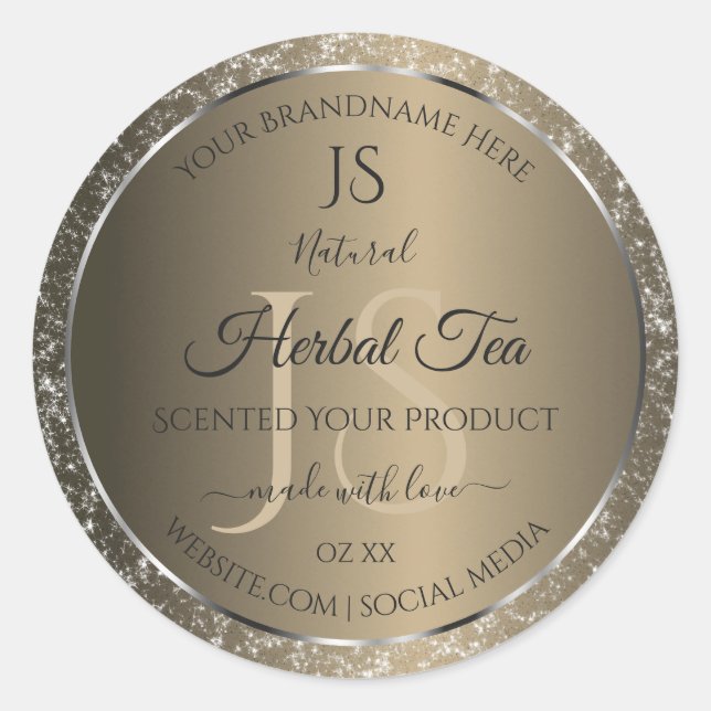 Platinum Beige with Glitter Initials Product Label (Front)