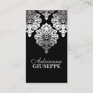 Platinum & Black Lush Damask Mummy Calling Card /